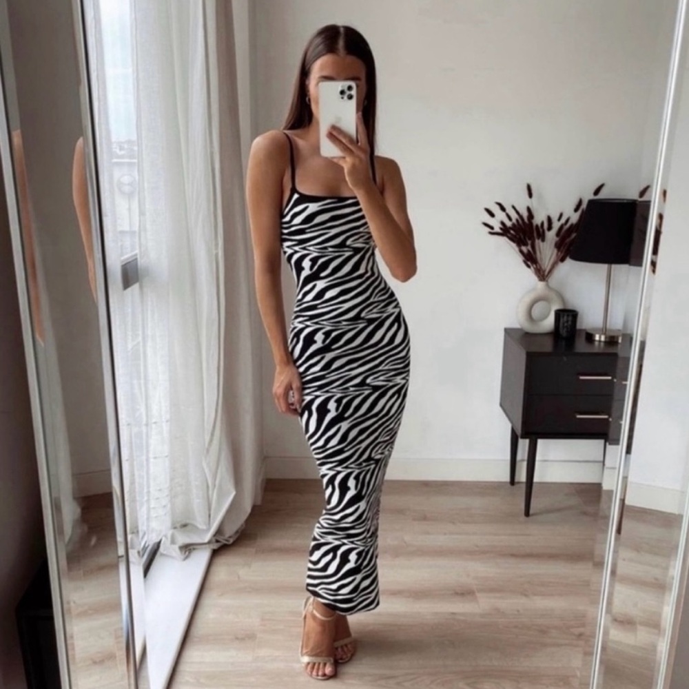 Zara Black and White Zebra Maxi Dress